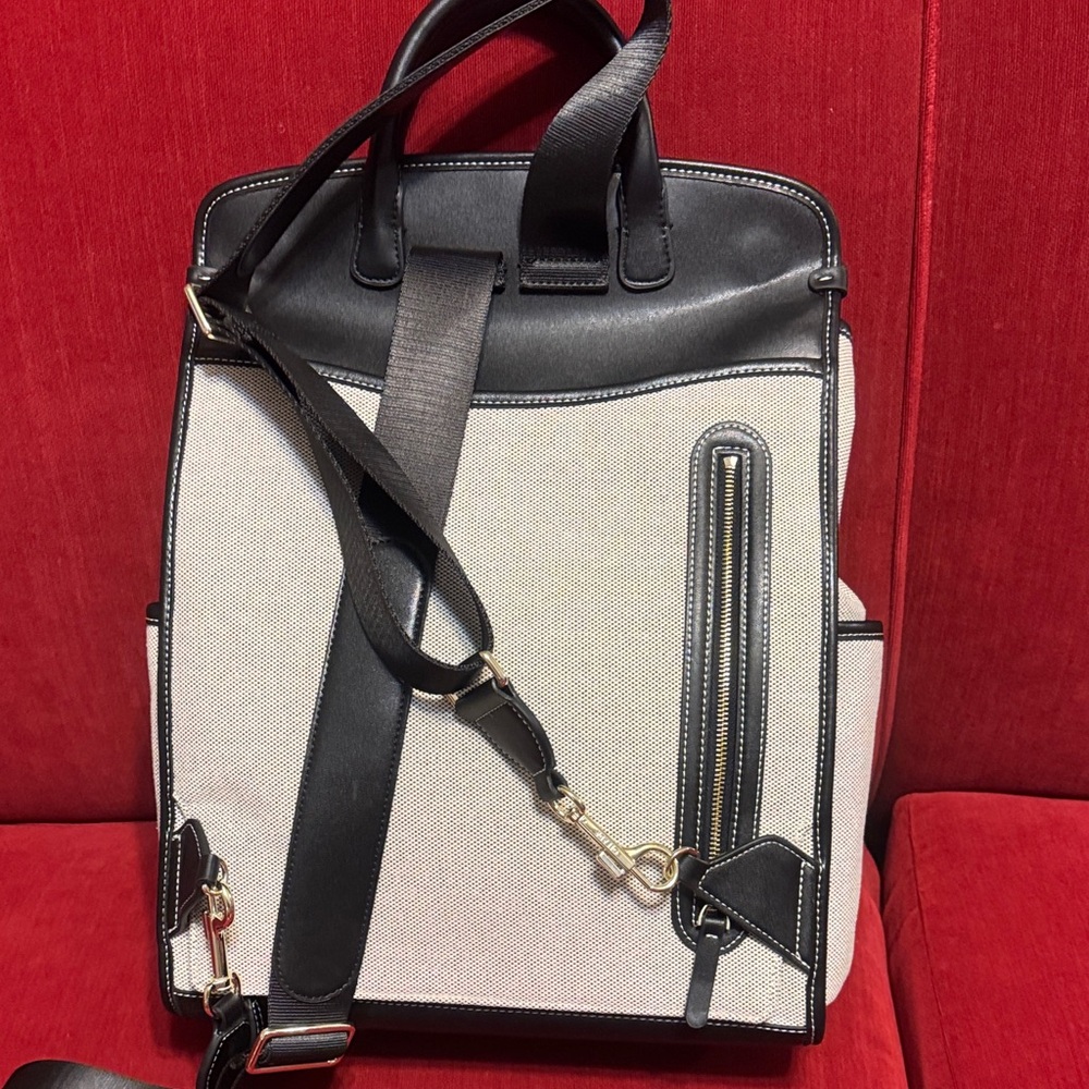 Two-Tone Black and Gray Structured Backpack Tote - Picture 8 of 13